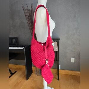 The Sak Red Quilted Shoulder Bag with Silver Hardware